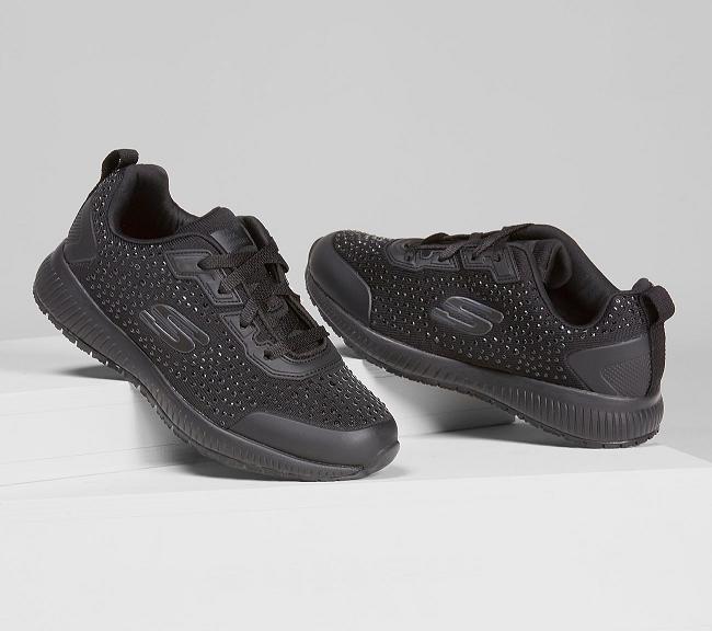 Zapatos de Trabajo Skechers Mujer - Squad Negro WEQCD5021